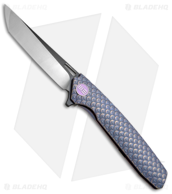 WE Knife Co. 604D Frame Lock Tanto Knife Blue Titanium (3.8" Black, Satin)