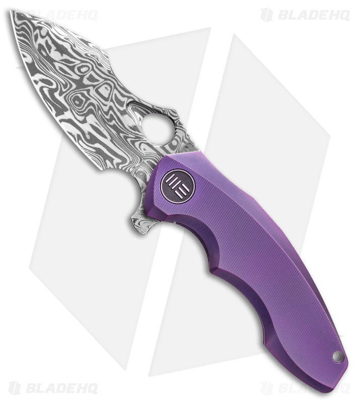 WE Knife Co. 605DS Flipper Knife Purple Titanium (3" Damasteel) Limited Edition