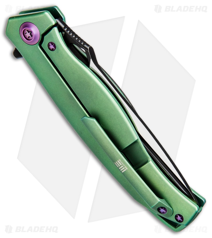 WE Knife Co. 606CFB Frame Lock Knife CF/Green Ti (3.5" Two-Tone)