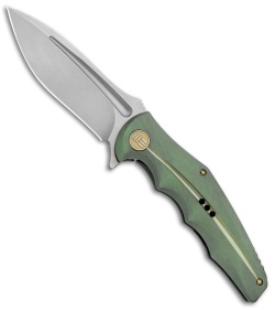 WE Knife Co. 608M Frame Lock Knife Green Titanium (4" Stonewash) 