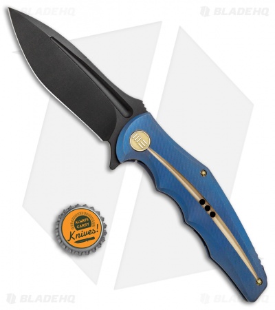 WE Knife Co. 608P Frame Lock Knife Blue Titanium (4" Black Stonewash) 