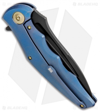 WE Knife Co. 608P Frame Lock Knife Blue Titanium (4" Black Stonewash) 