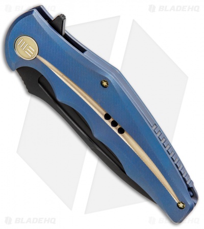 WE Knife Co. 608P Frame Lock Knife Blue Titanium (4" Black Stonewash) 