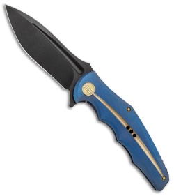 WE Knife Co. 608P Frame Lock Knife Blue Titanium (4" Black Stonewash) 