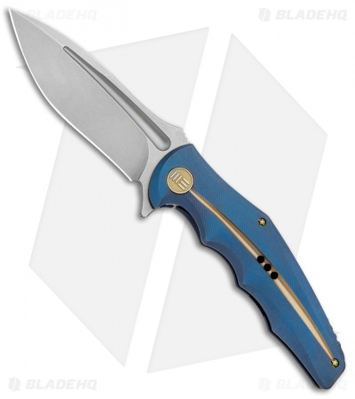 WE Knife Co. 608Q Frame Lock Knife Blue Titanium (4" Stonewash) 