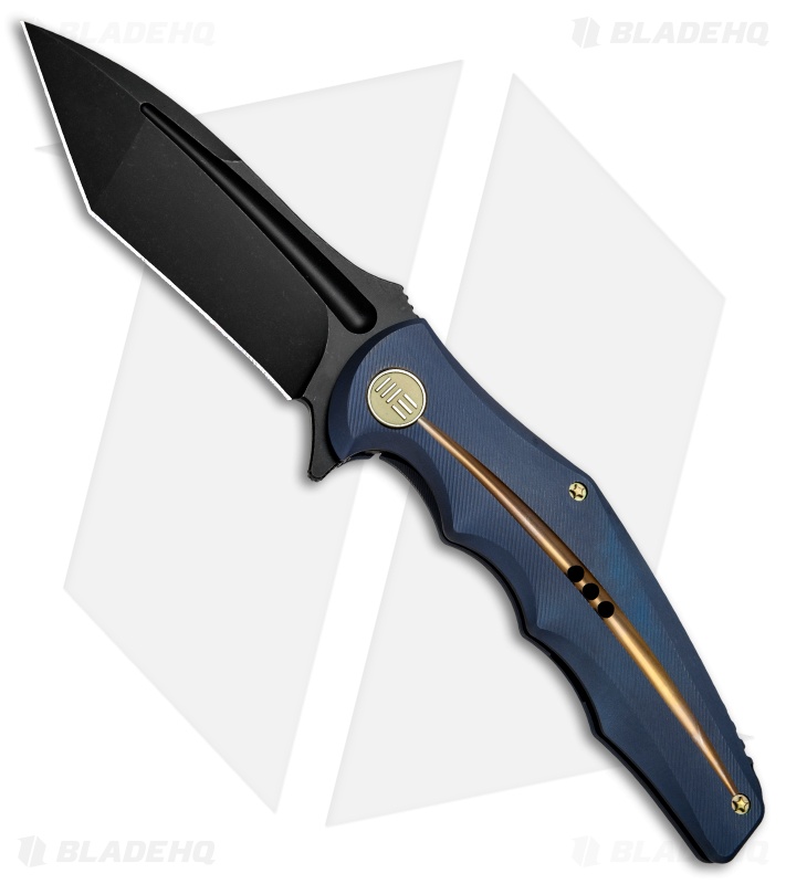 WE Knife Co. 608I Tanto Frame Lock Knife Blue Titanium (4" Black SW)
