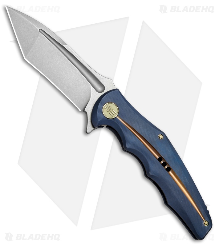 WE Knife Co. 608J Tanto Frame Lock Knife Blue Titanium (4" Stonewash)