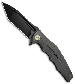 WE Knife Co. 608C Tanto Frame Lock Knife Gray Titanium (4" Black SW) 