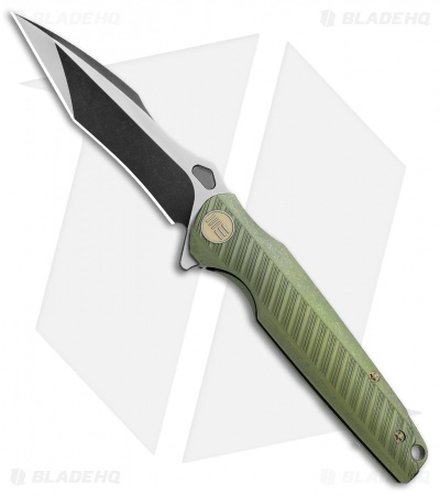 WE Knife Co. 612E Frame Lock Knife Green Titanium (4" Black/Satin)