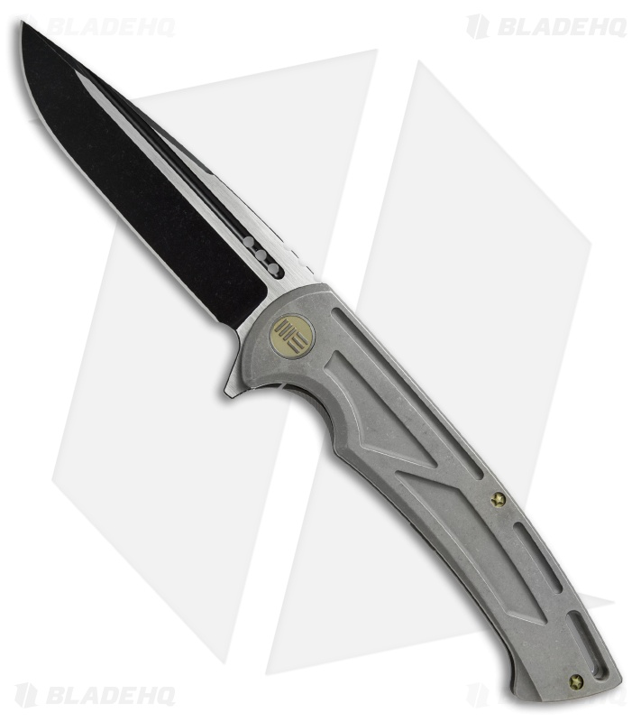 We Knife Co. 614E Frame Lock Knife Gray Titanium (4.125" Black/Satin)