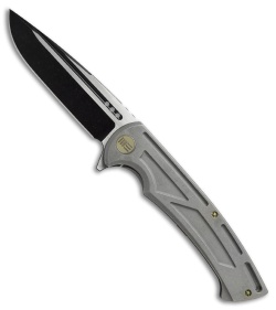 We Knife Co. 614E Frame Lock Knife Gray Titanium (4.125" Black/Satin)