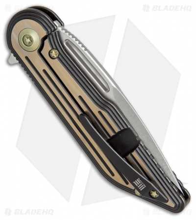 WE Knife Co. 616L Resonance Frame Lock Knife Black/Gold Ti (3.1" Stonewash)