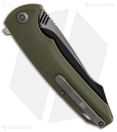 WE Knife Co. 617C Liner Lock Flipper Knife Green G-10 (3.8" Black, Satin)