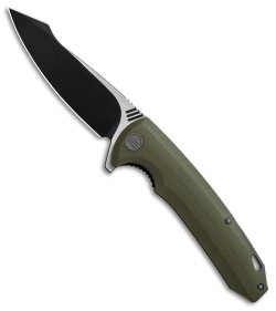 WE Knife Co. 617C Liner Lock Flipper Knife Green G-10 (3.8" Black, Satin)