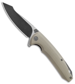 WE Knife Co. 617E Liner Lock Flipper Knife Tan G-10 (3.8" Black, Satin)