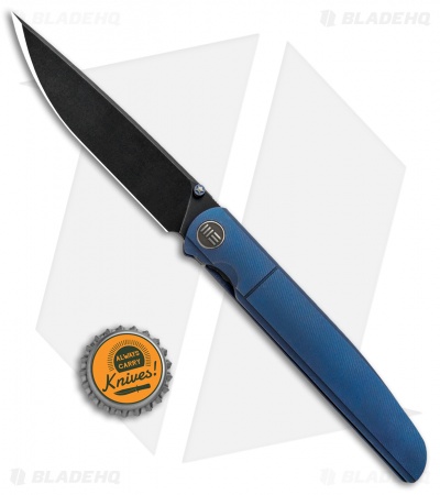 WE Knife Co. 618E Frame Lock Knife Blue Titanium (3.8" Black Stonewash)