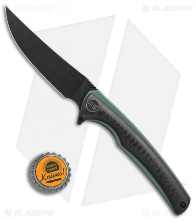 WE Knife Co. 704CF-H Liner Lock Knife CF/Green Ti (3.6" Black Stonewash)