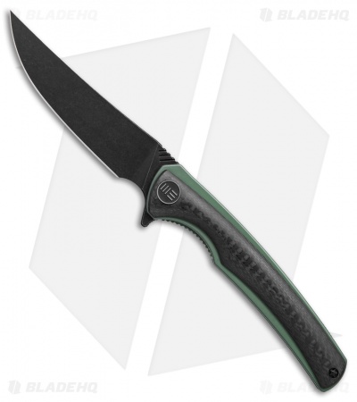 WE Knife Co. 704CF-H Liner Lock Knife CF/Green Ti (3.6" Black Stonewash)