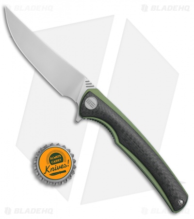 WE Knife Co. 704CF-C Liner Lock Knife Carbon Fiber/Green Ti (3.6" Hand Rubbed)