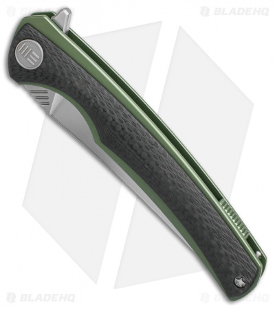 WE Knife Co. 704CF-C Liner Lock Knife Carbon Fiber/Green Ti (3.6" Hand Rubbed)