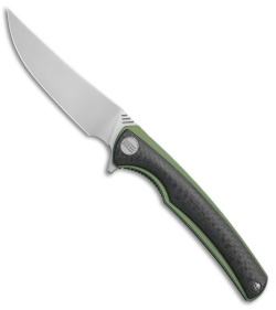 WE Knife Co. 704CF-C Liner Lock Knife Carbon Fiber/Green Ti (3.6" Hand Rubbed)