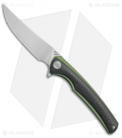 WE Knife Co. 704CF-C Liner Lock Knife Carbon Fiber/Green Ti (3.6" Hand Rubbed)