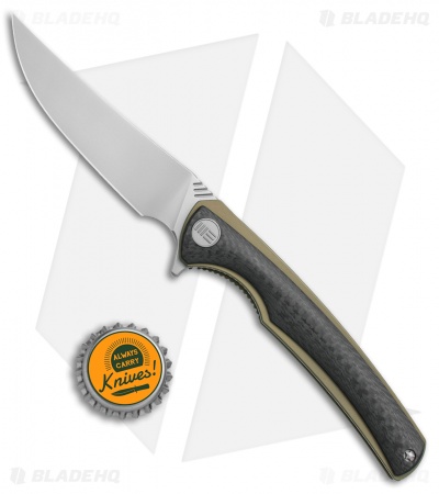 WE Knife Co. 704CF-D Liner Lock Knife Carbon Fiber/Gold Ti (3.6" Hand Rubbed)