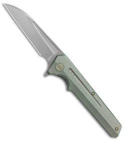 WE Knife Co. 705B Frame Lock Knife Green Titanium (3.6" Hand Rubbed)