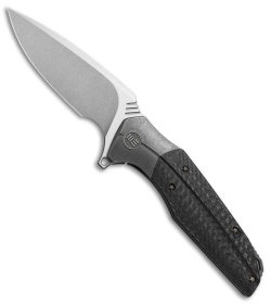 WE Knife Co. Nitida Frame Lock Knife Gray Ti/CF (3.5" Stonewash) 707B