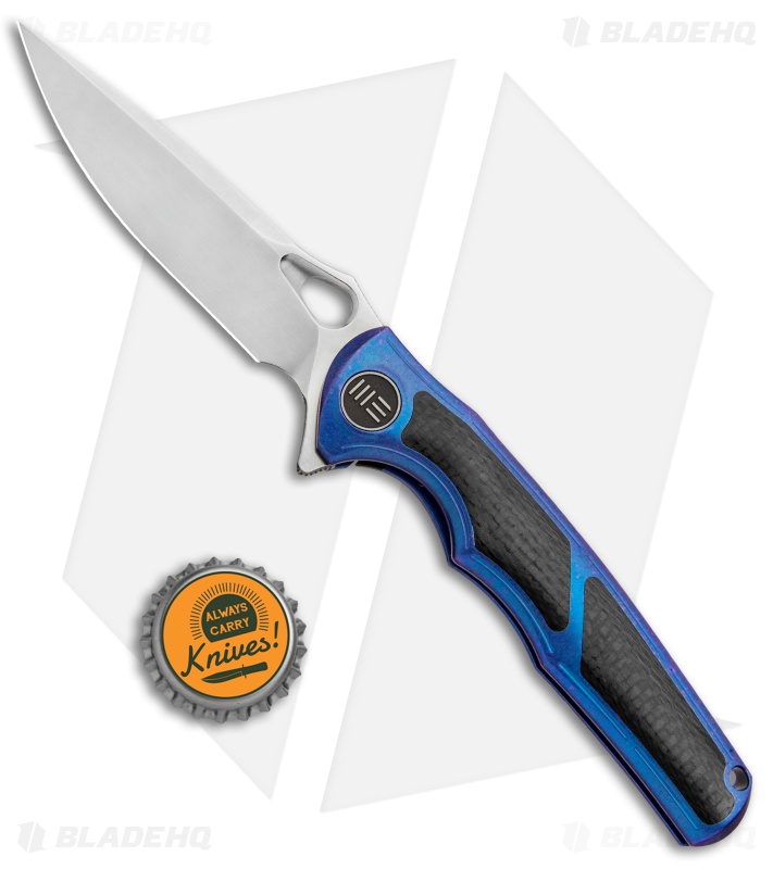 WE Knife Co. Tyche Integral Frame Lock Knife Blue Ti/CF (3.75" Hand Satin) 811A