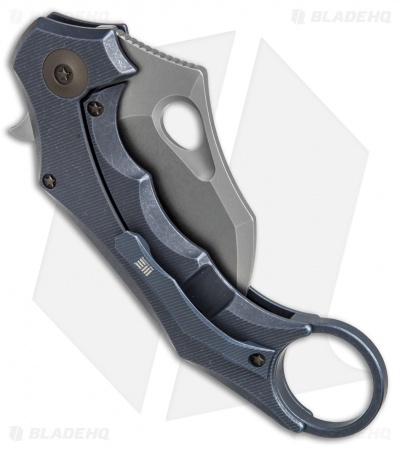 WE Knife Co. 708B Karambit Frame Lock Knife Blue Ti (3.6" Stonewash)