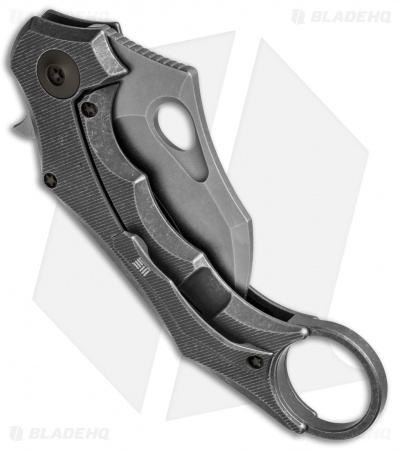 WE Knife Co. 708D Karambit Frame Lock Knife Gray Ti (3.6" Stonewash)