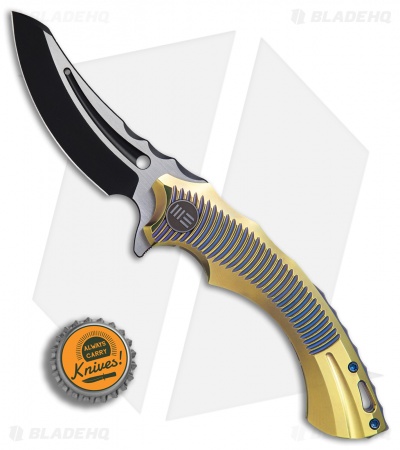We Knife Co. Sea Monster Frame Lock Knife Gold Ti (3.3" Black) 713B