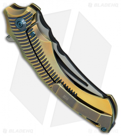 We Knife Co. Sea Monster Frame Lock Knife Gold Ti (3.3" Black) 713B
