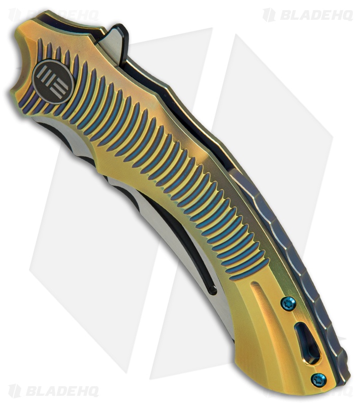 We Knife Co. Sea Monster Frame Lock Knife Gold Ti (3.3" Black) 713B