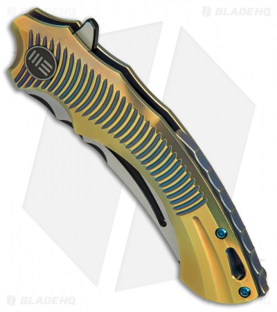 We Knife Co. Sea Monster Frame Lock Knife Gold Ti (3.3" Black) 713B