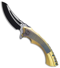 We Knife Co. Sea Monster Frame Lock Knife Gold Ti (3.3" Black) 713B