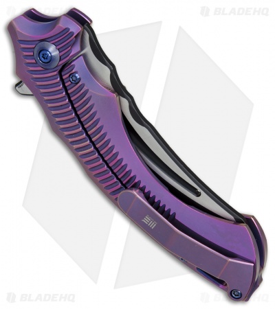 We Knife Co. Sea Monster Frame Lock Knife Purple Ti (3.3" Black) 713A