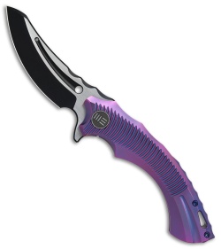 We Knife Co. Sea Monster Frame Lock Knife Purple Ti (3.3" Black) 713A