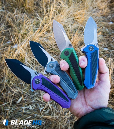 We Knife Co. Valiant Frame Lock Knife Purple Titanium/CF (3" Black) 717A