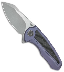 We Knife Co. Valiant Frame Lock Knife Blue Titanium/CF (3" Stonewash) 717D