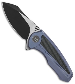 We Knife Co. Valiant Frame Lock Knife Blue Titanium/CF (3" Black) 717C