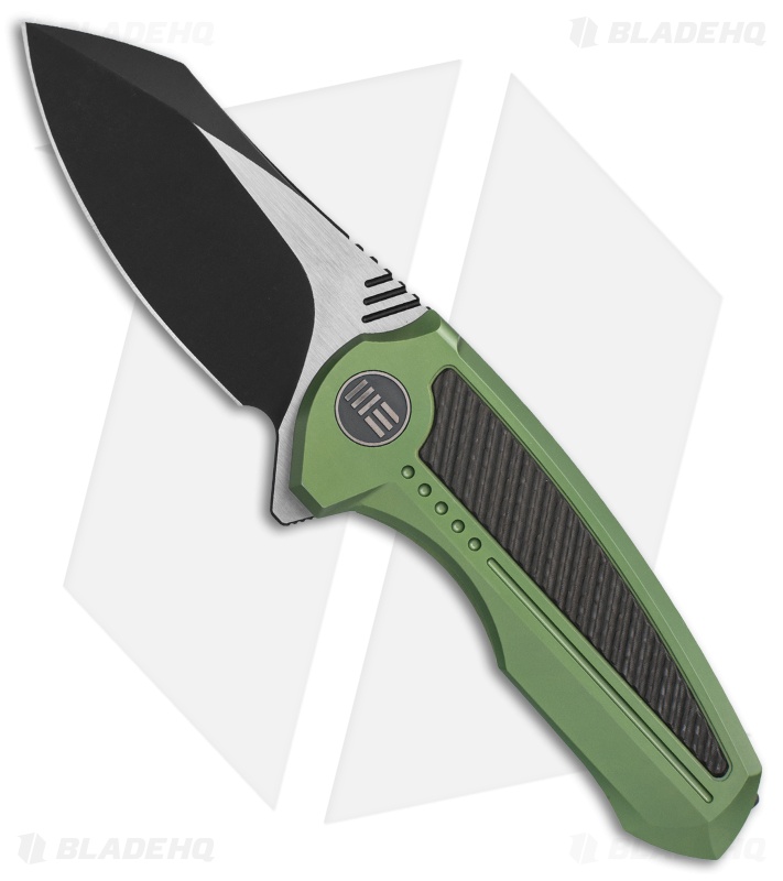 We Knife Co. Valiant Frame Lock Knife Green Titanium/CF (3" Black) 717E
