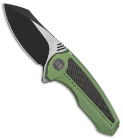 We Knife Co. Valiant Frame Lock Knife Green Titanium/CF (3" Black) 717E