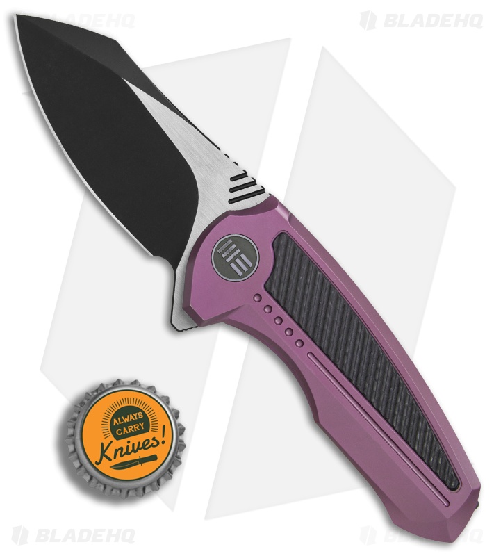 We Knife Co. Valiant Frame Lock Knife Purple Titanium/CF (3" Black) 717A