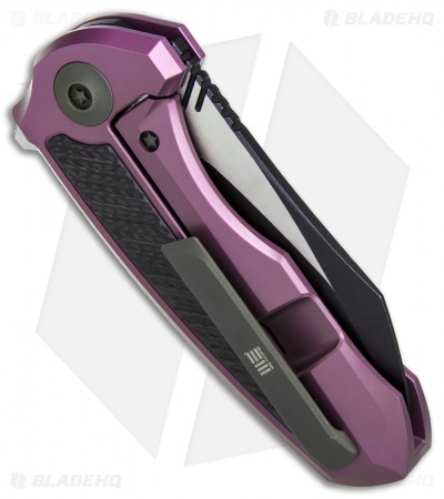 We Knife Co. Valiant Frame Lock Knife Purple Titanium/CF (3" Black) 717A