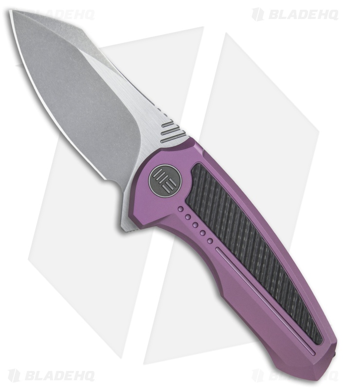 We Knife Co. Valiant Frame Lock Knife Purple Ti/CF (3.3" Stonewash