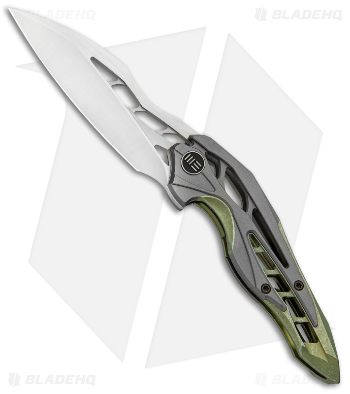 WE Knife Co. Isham Arrakis Knife Gray/Green Titanium (3.5" Satin) 906D