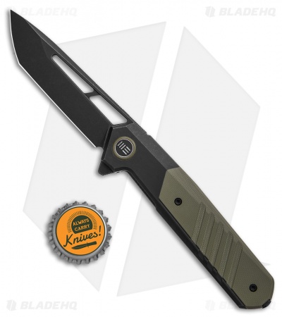 WE Knife Co. Arsenal Frame Lock Knife Black Titanium/Green G-10 (3.5" Black)