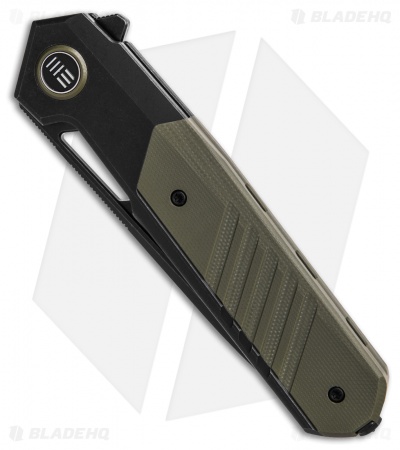 WE Knife Co. Arsenal Frame Lock Knife Black Titanium/Green G-10 (3.5" Black)